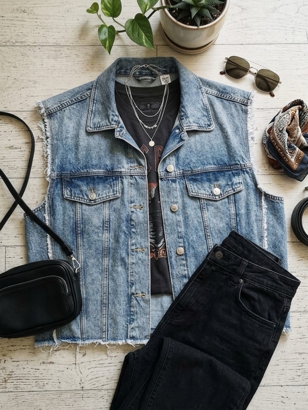 Denim Sleeveless Vest